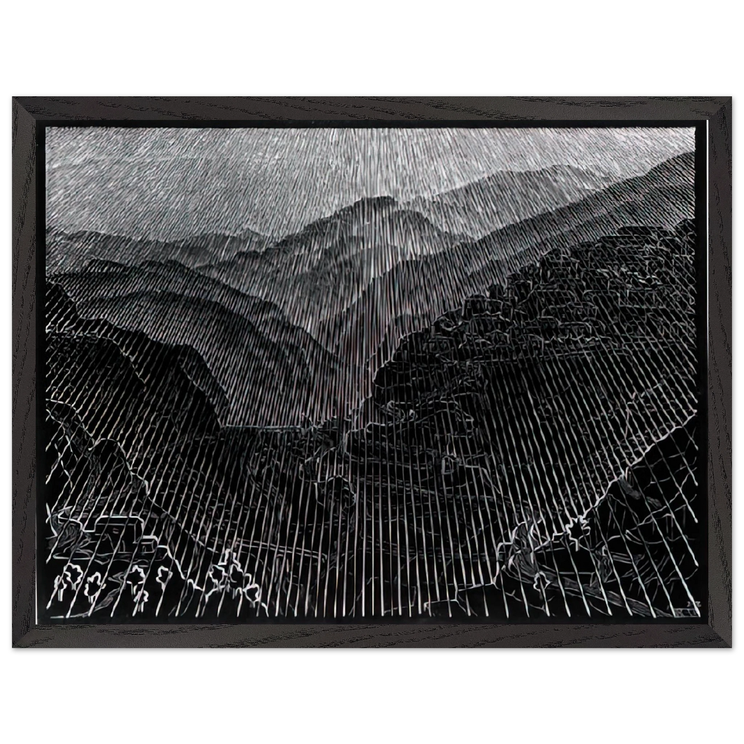 MC Escher - ROSSANO CALABRIA FEBRUARY 1931 1931 Wall Art - 60x80 cm / 24x32 inches - Premium Wooden Framed Poster With Fine Art Paper - Wood frame