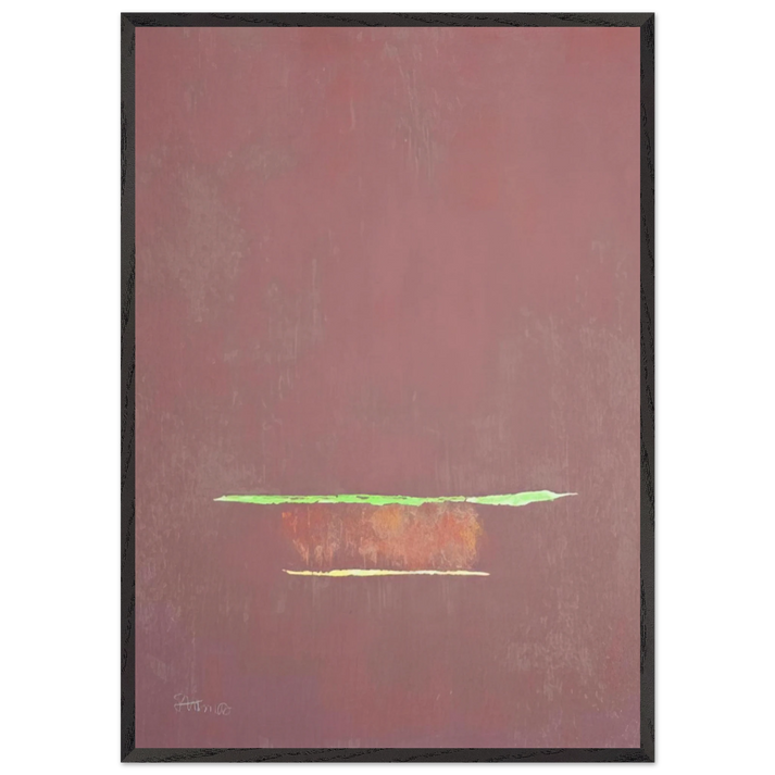 Purple Color Field with Two Green Lines - Color Field Painting - Theodoros Stamos 70x100 cm / 28x40 inches Framed Art Print – Black Wooden Frame