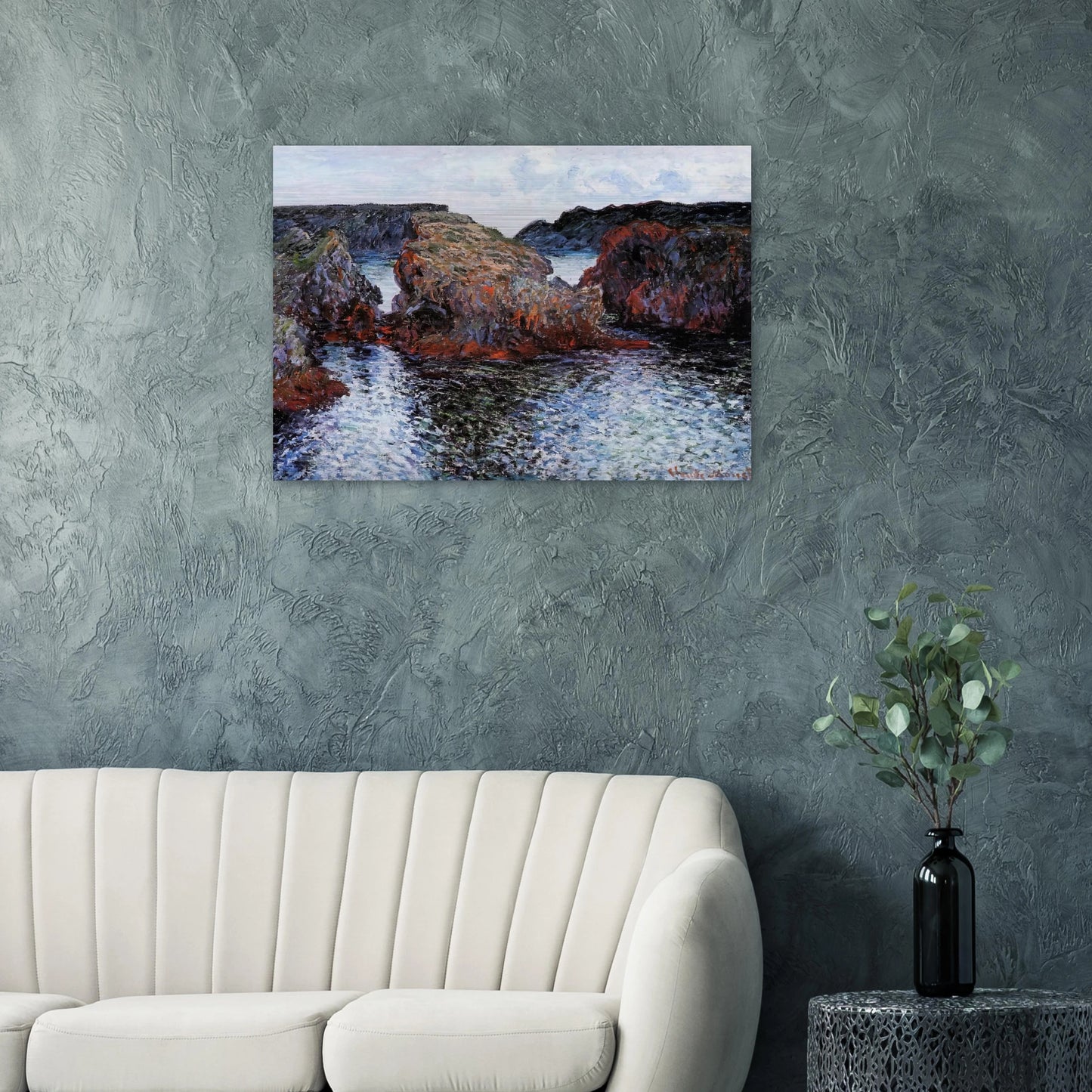 Belle-Ile, Rocks at Port-Goulphar - claude monet Brushed Aluminum Print - 70x100 cm / 28x40 inches | claude monet Aluminum Print | claude monet Prints