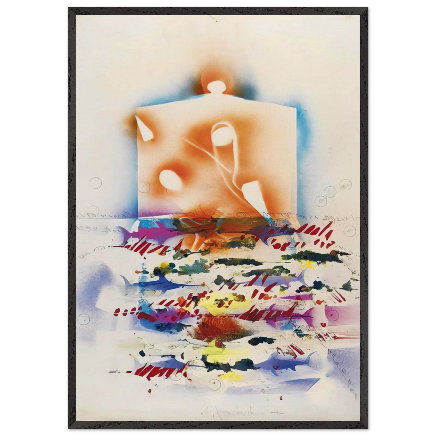 PESCI SPADA 1988 - Alighiero Boetti Framed Art Print – Black Wooden Frame - Default Title - -Framed Art Print