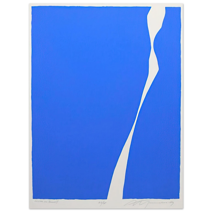 Adja Yunkers - White On Blue II - 1969 75x100 cm / 30x40inches Fine Art Poster
