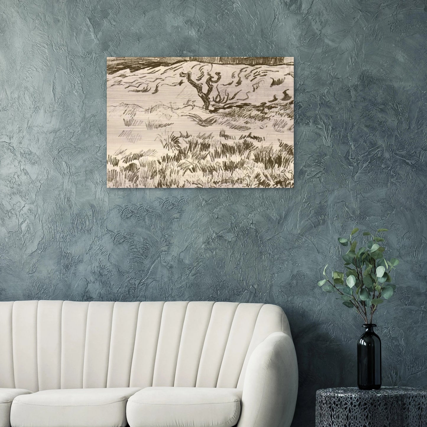 Field with Bare Tree - Vincent van Gogh Brushed Aluminum Print - 70x100 cm / 28x40 inches | Vincent van Gogh Aluminum Print | Vincent van Gogh Prints