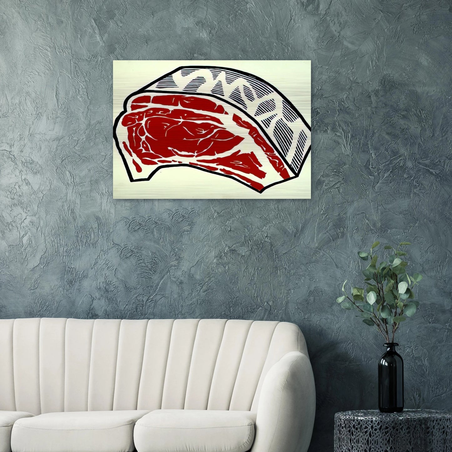 STANDING RIB 1962 - Roy Lichtenstein Brushed Aluminum Print - 70x100 cm / 28x40 inches | Roy Lichtenstein Aluminum Print | Roy Lichtenstein Prints