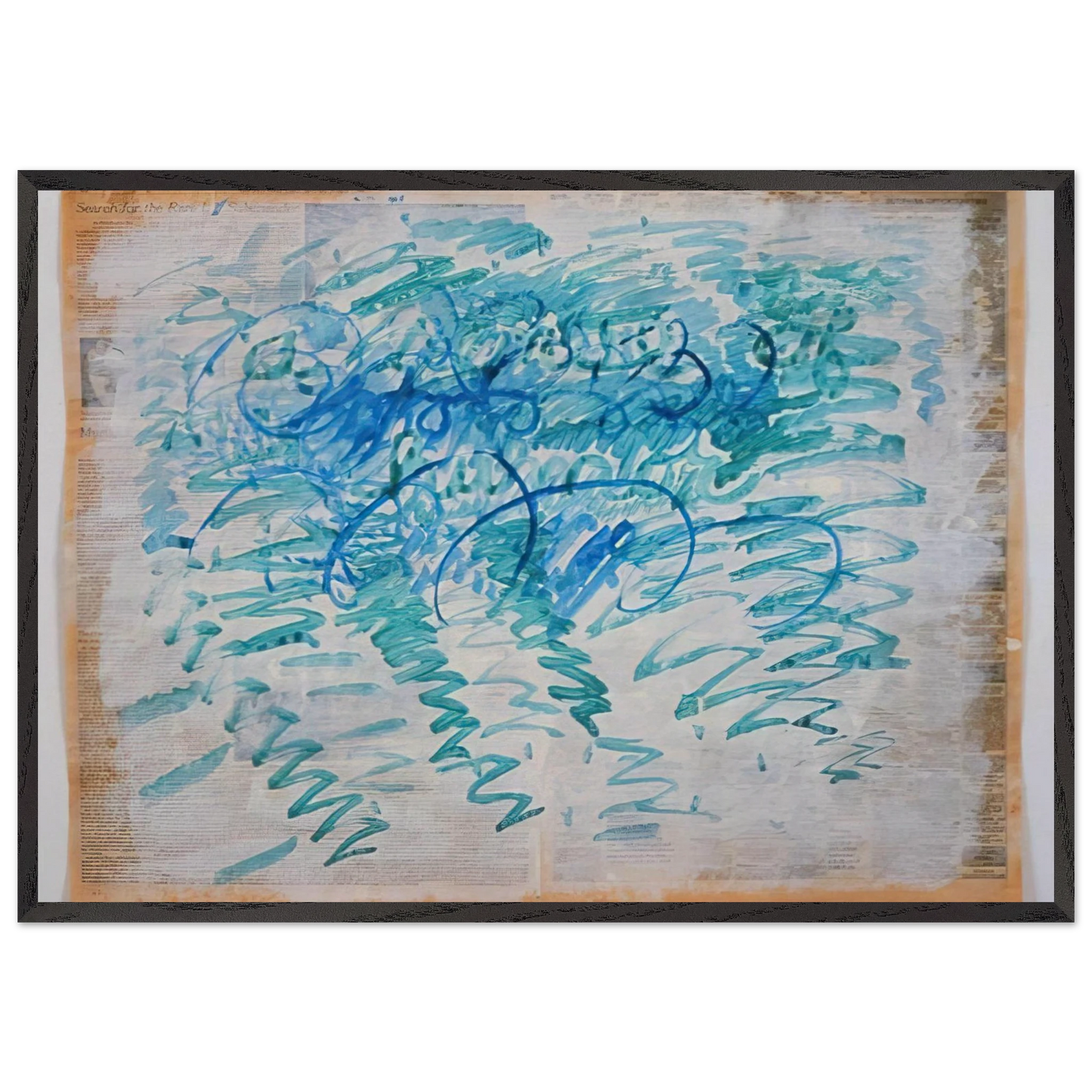 Untitled Blue Zig-Zags - 1988 - Paul Thek 70x100 cm / 28x40 inches Framed Art Print – Black Wooden Frame