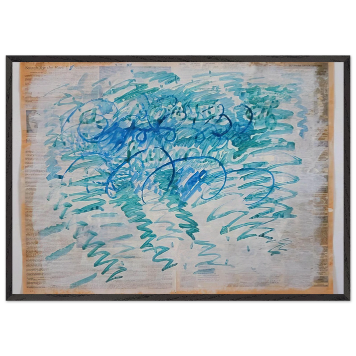 Untitled Blue Zig-Zags - 1988 - Paul Thek 70x100 cm / 28x40 inches Framed Art Print – Black Wooden Frame