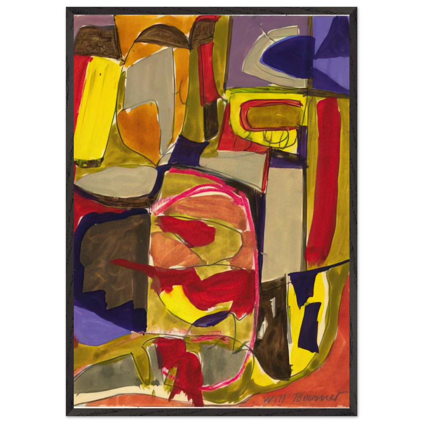 Untitled - c1957 United States - Will Barnet Framed Art Print – Black Wooden Frame - Default Title - -Framed Art Print