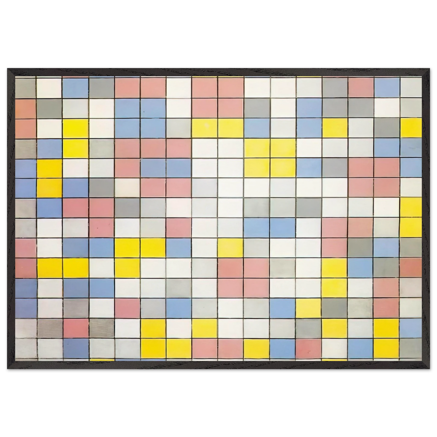Composition with Grid IX - Piet Mondrian 70x100 cm / 28x40 inches Framed Art Print – Black Wooden Frame
