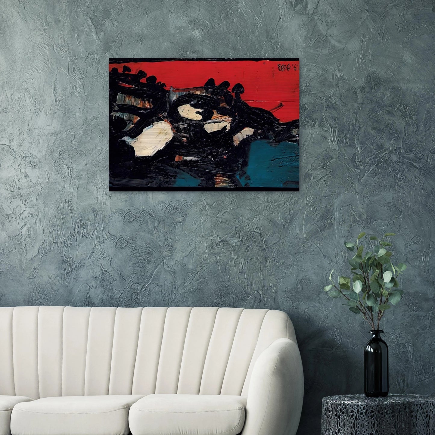 Ciel Rouge Sur Le Lac - 1961 - S. H. Raza Brushed Aluminum Print - 70x100 cm / 28x40 inches | S. H. Raza Aluminum Print | S. H. Raza Prints