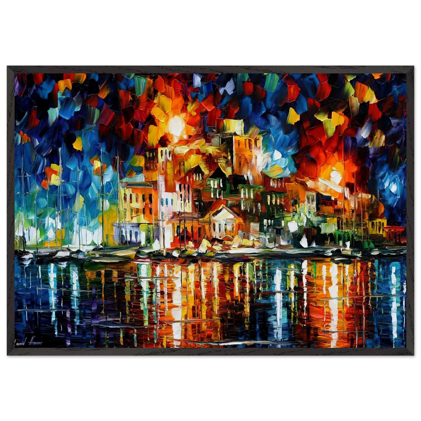 Leonid Afremov N29 - Leonid Afremov 70x100 cm / 28x40 inches Framed Art Print – Black Wooden Frame