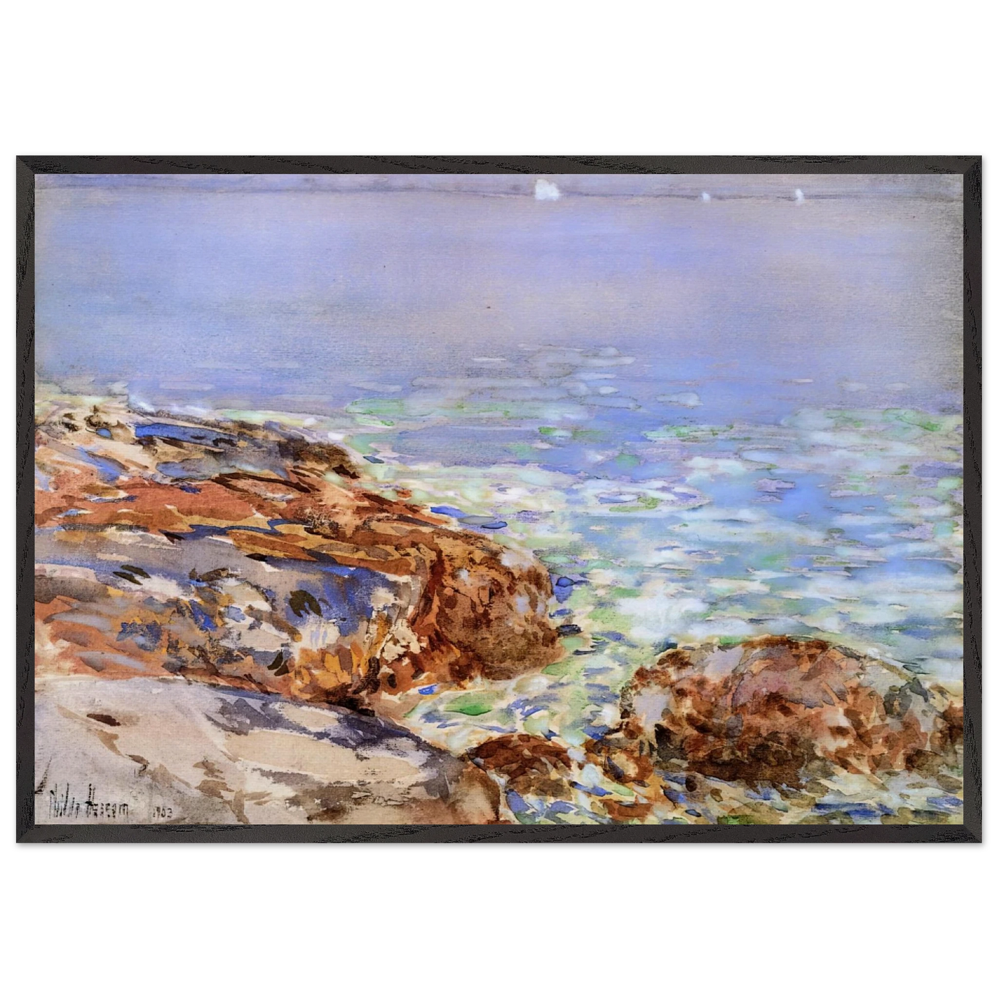 Seascape Isles of Shoals - Childe Hassam 70x100 cm / 28x40 inches Framed Art Print – Black Wooden Frame