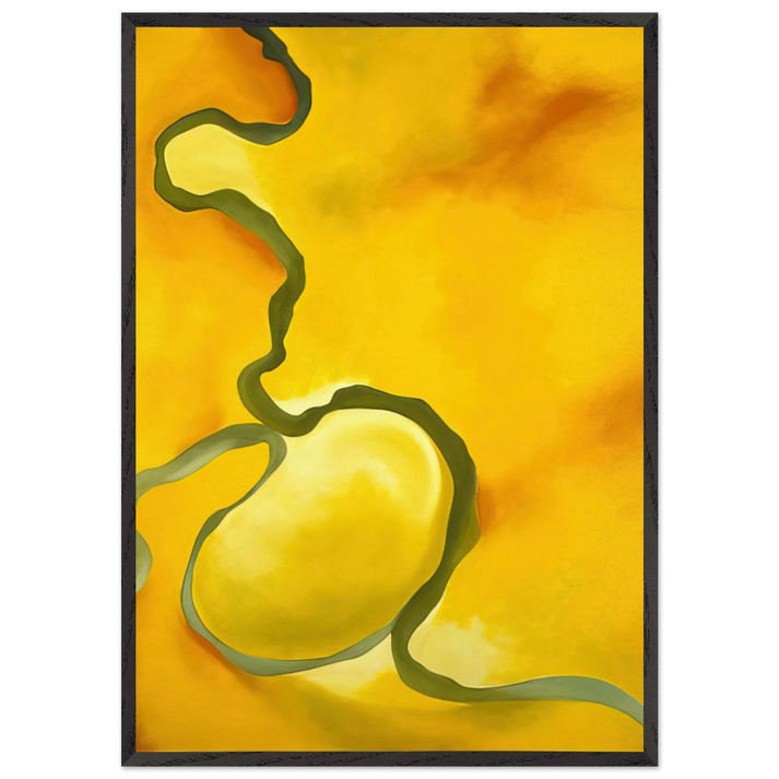 Green Yellow and Orange - Georgia OKeeffe 70x100 cm / 28x40 inches Framed Art Print – Black Wooden Frame