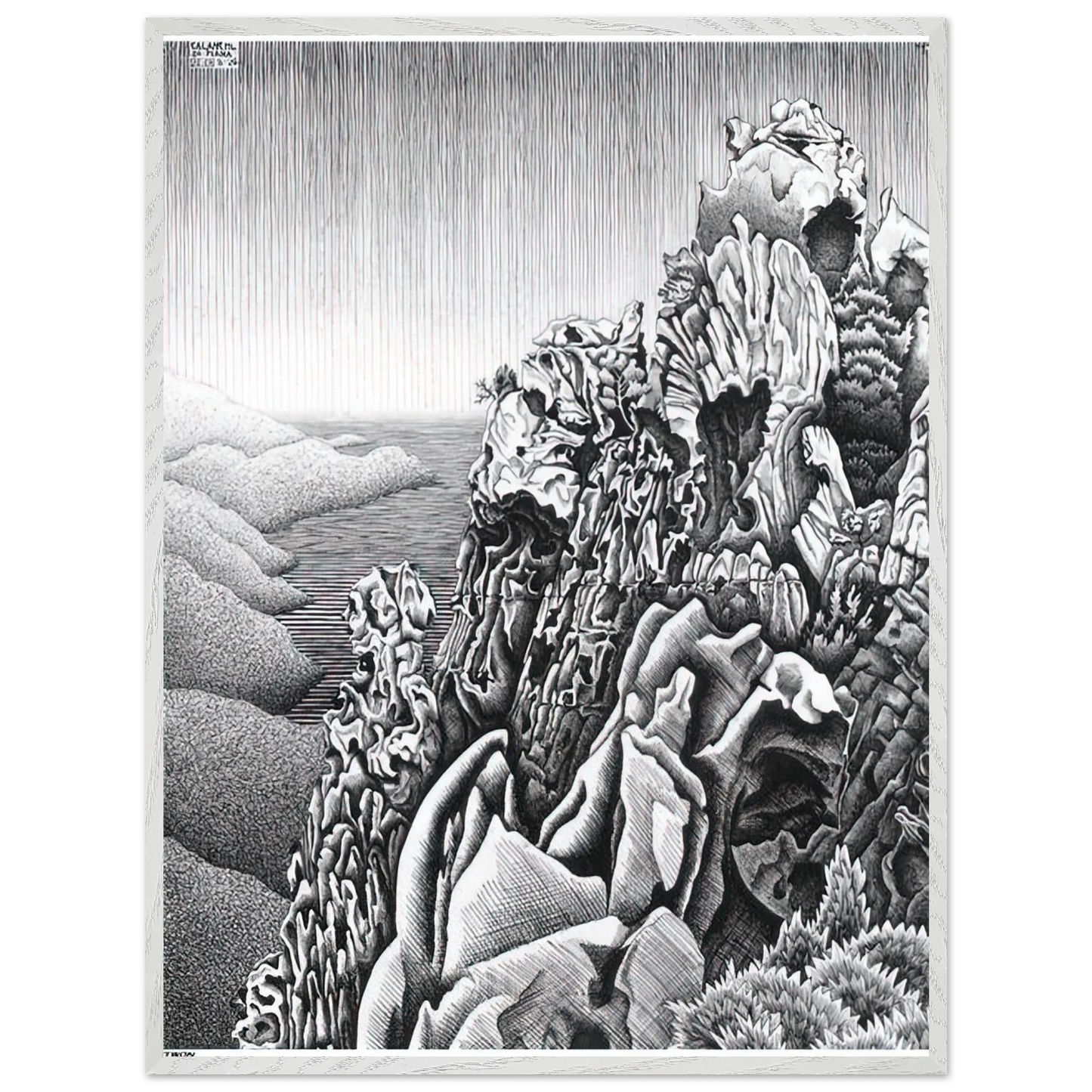 MC Escher - CALANQUES DE PIANA Wall Art - 30x40 cm / 12x16 inches - Fine Art Poster - -