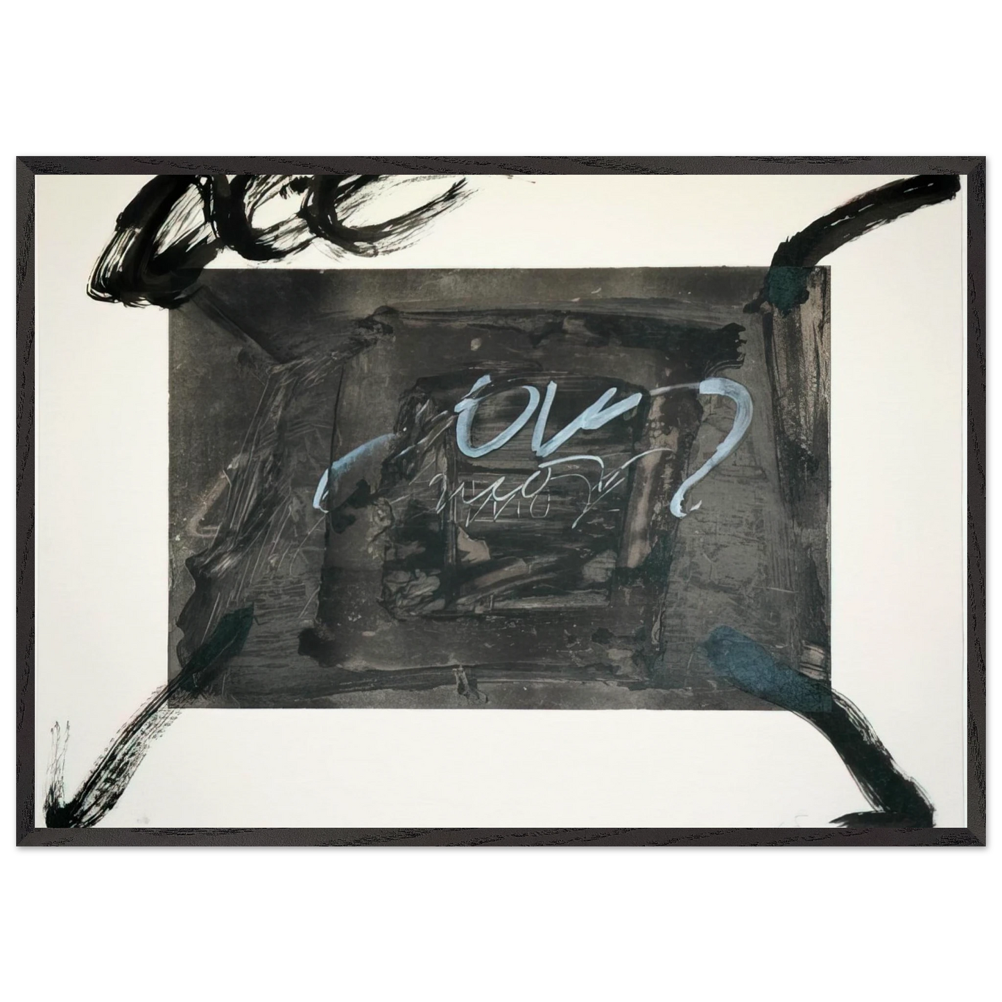 QUATRE GESTES NOIRS 1983 - Antoni Tapies 70x100 cm / 28x40 inches Framed Art Print – Black Wooden Frame