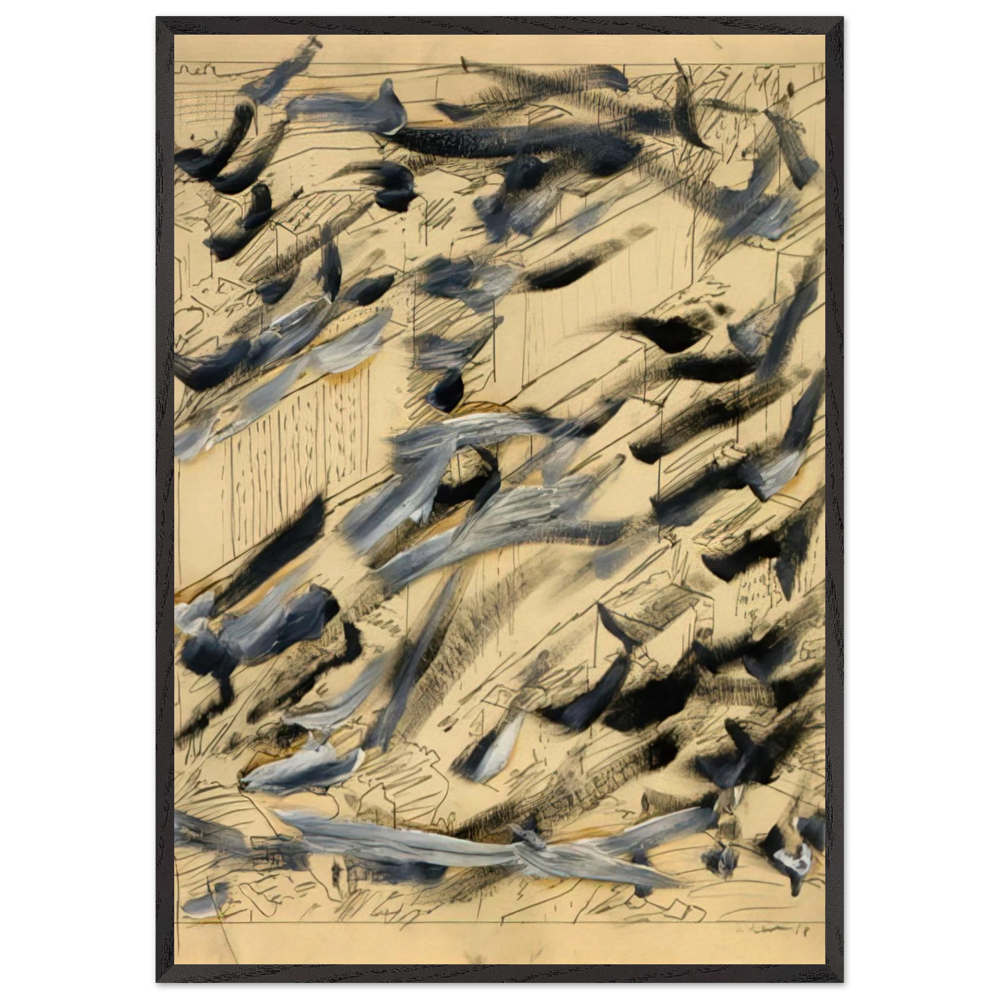 TOWNSCAPE 1968 6 - Gerhard Richter Framed Art Print – Black Wooden Frame - Default Title - -Framed Art Print