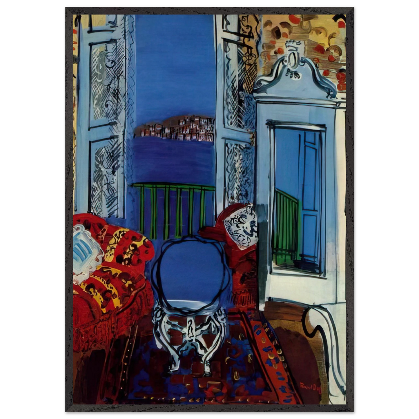 OPEN WINDOW 1928 - Raoul Dufy 70x100 cm / 28x40 inches Framed Art Print – Black Wooden Frame
