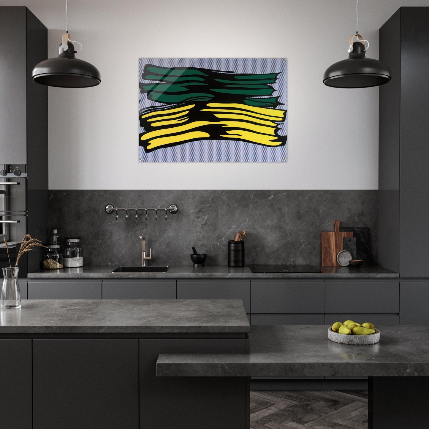 YELLOW AND GREEN BRUSHSTROKES 1966 0 - Roy Lichtenstein Acrylic Print - 70x100 cm / 28x40″ inches