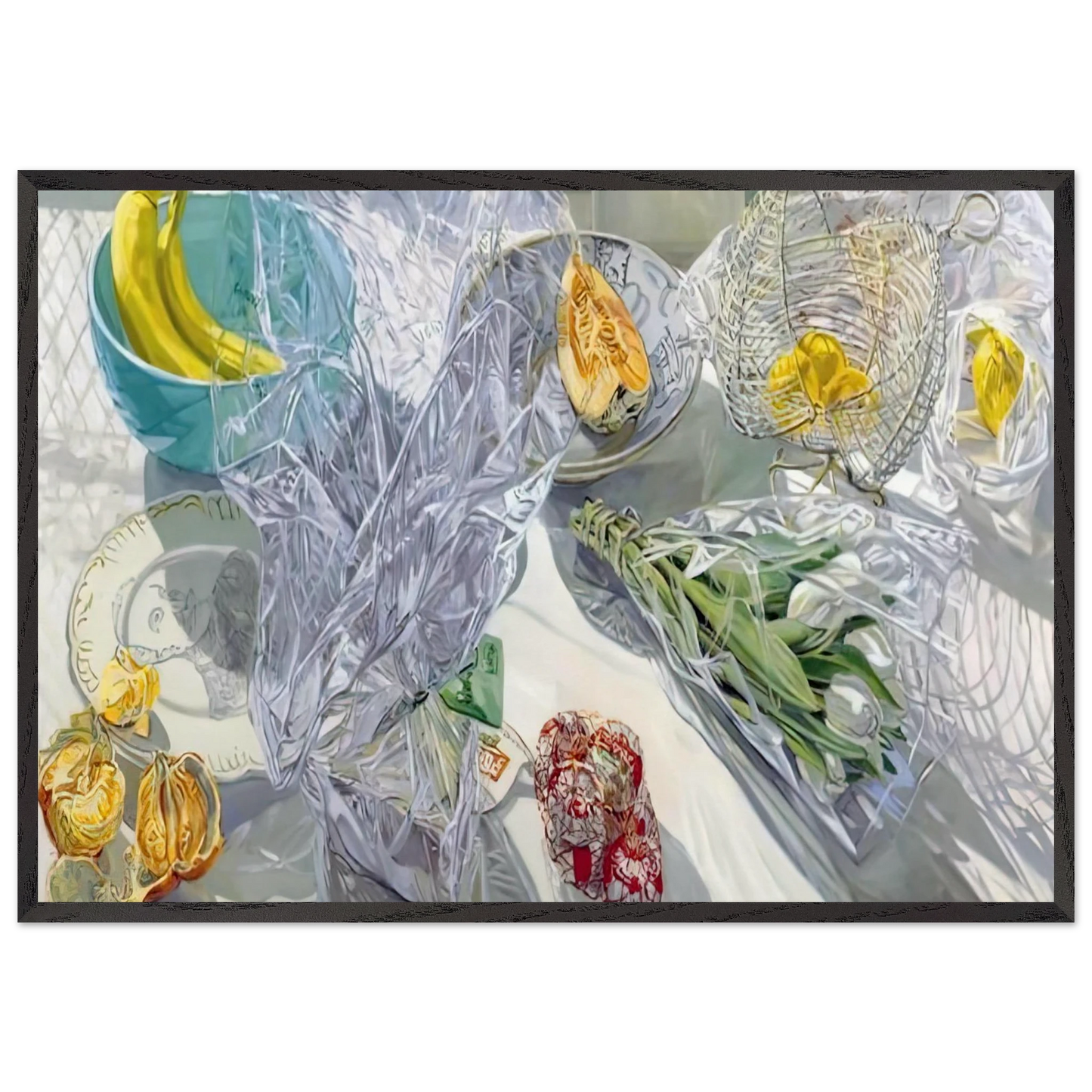 WHITE TULIPS 1999 - Janet Fish Framed Art Print – Black Wooden Frame - Default Title - -Framed Art Print