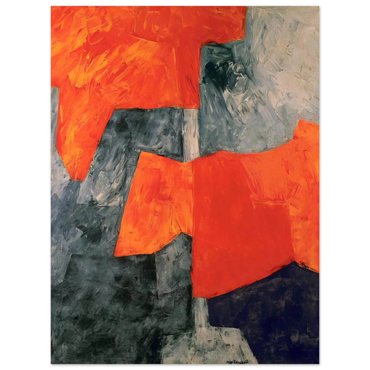 Serge Poliakoff - Composition grise et rouge - 1964 Fine Art Poster - Default Title