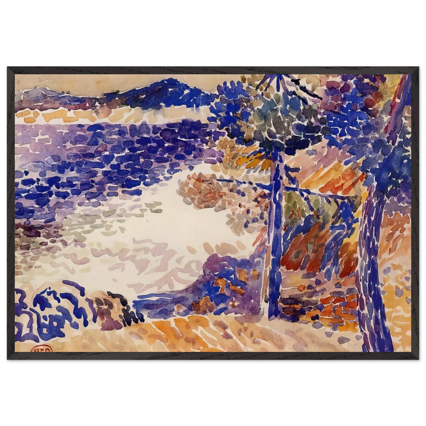 Pines by the Sea - Henri-Edmond Cross Framed Art Print – Black Wooden Frame - Default Title - -Framed Art Print