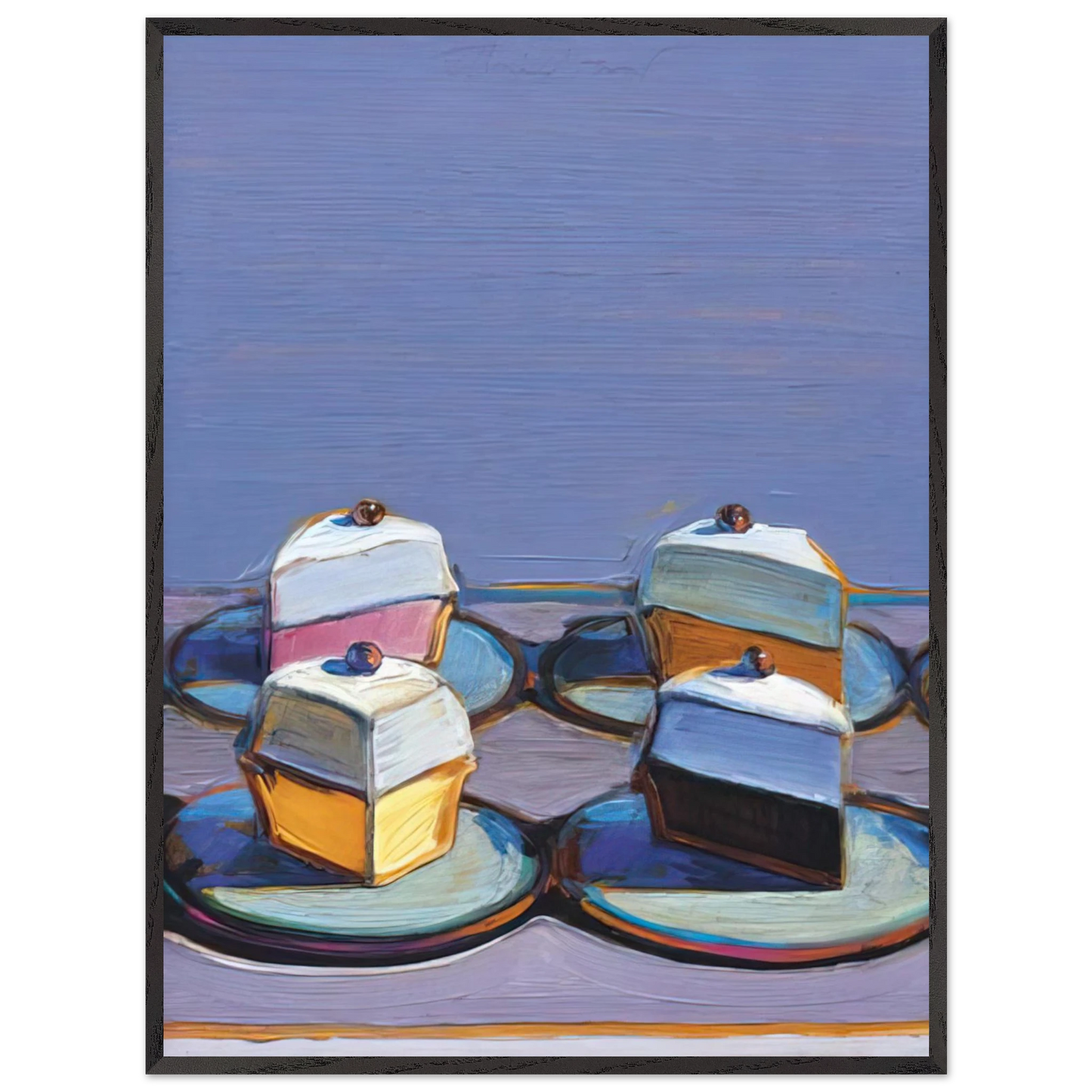 Wayne Thiebaud - Meringue Mix - 1999 Wall Art - 60x80 cm / 24x32 inches - Premium Wooden Framed Poster With Fine Art Paper - Wood frame