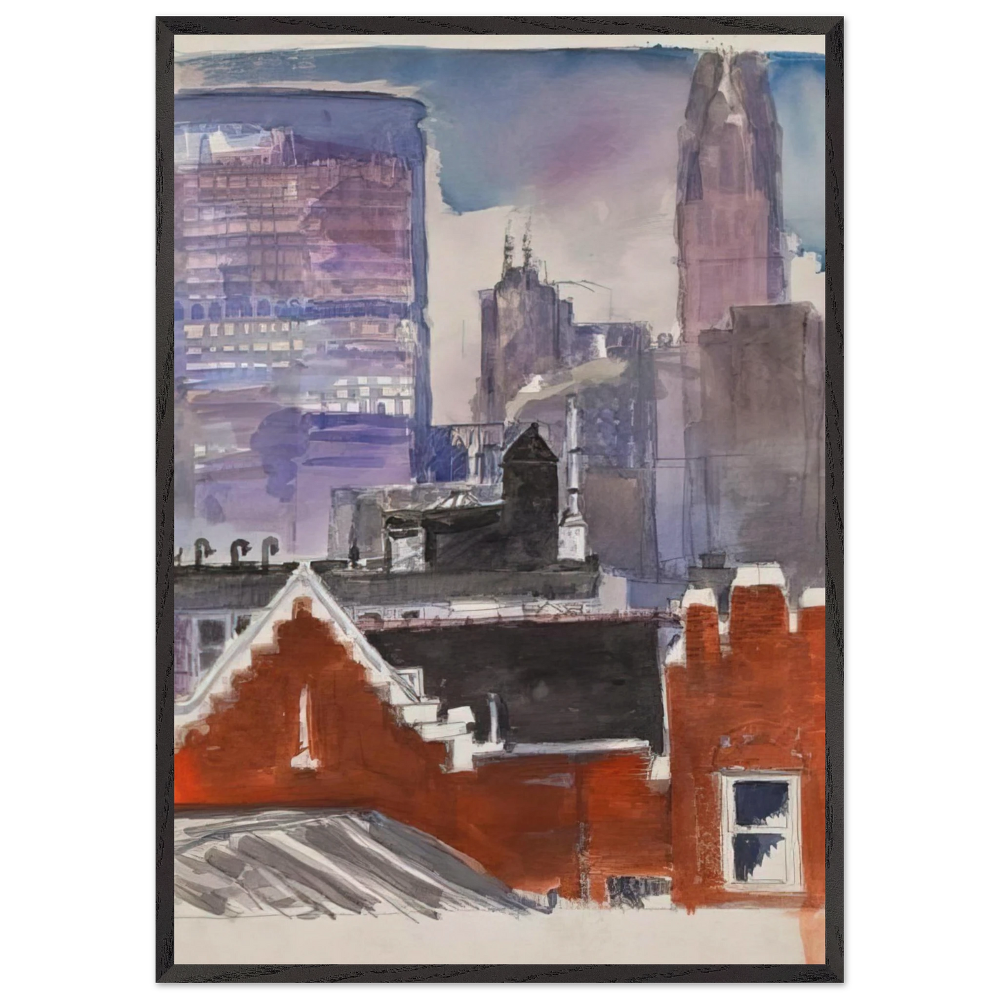 Untitled cityscape - 1986 - Paul Thek 70x100 cm / 28x40 inches Framed Art Print – Black Wooden Frame