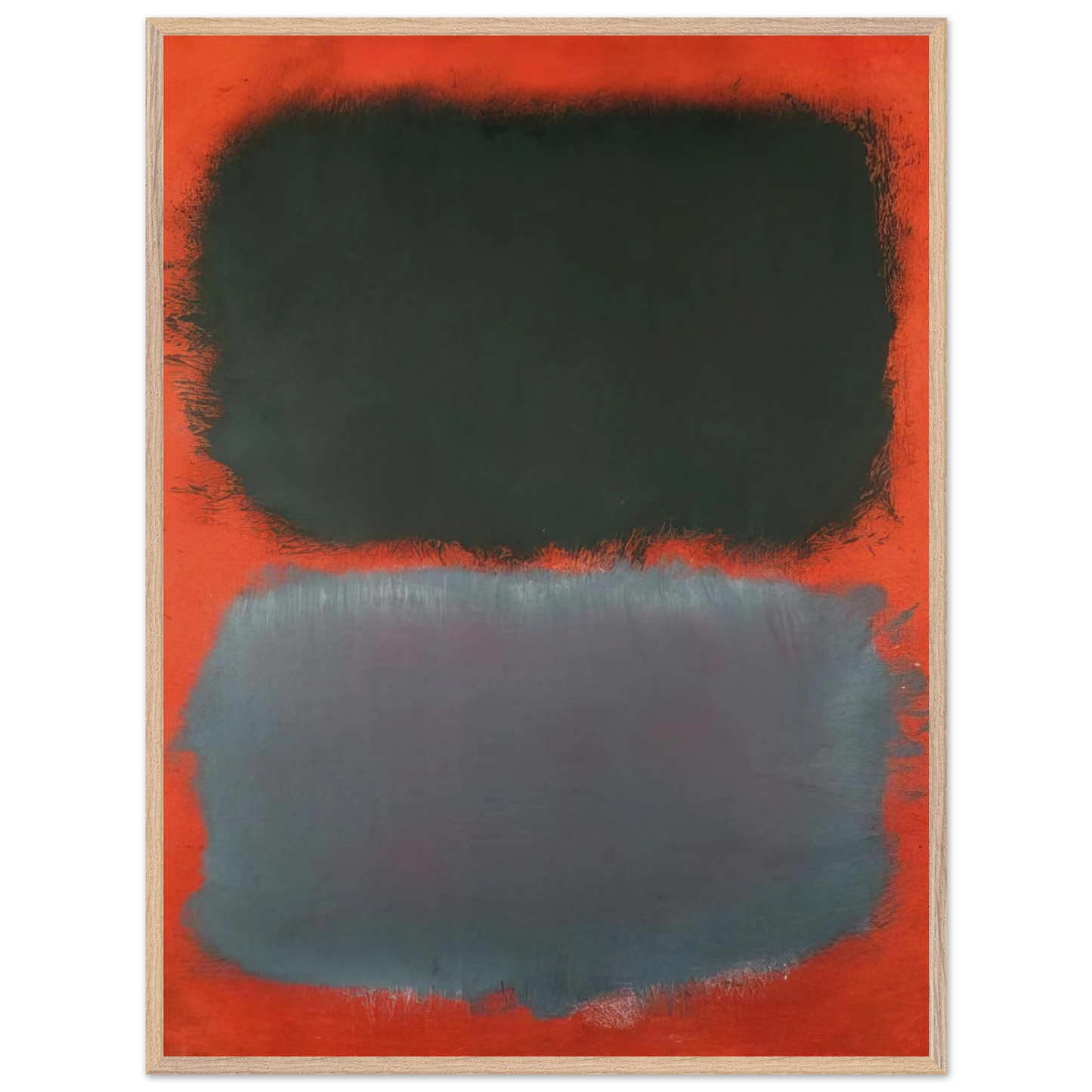 Mark Rothko - Untitled Gray, Gray on Red - 1968 Wall Art - 60x80 cm / 24x32 inches - Premium Wooden Framed Poster With Fine Art Paper - Wood frame