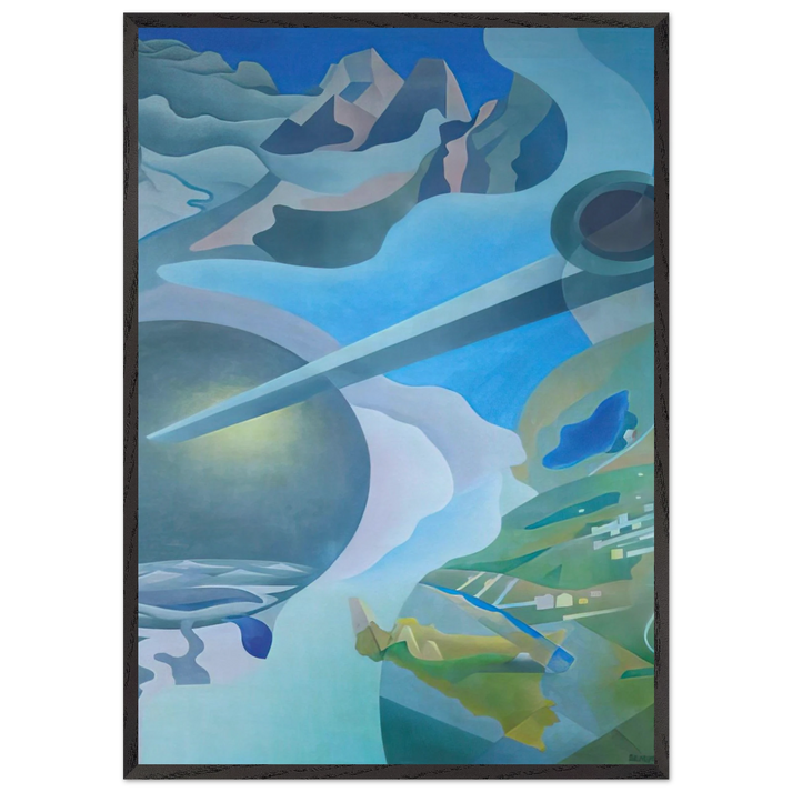 Synthesis of Aerial Communications - 1934 - Benedetta Cappa 70x100 cm / 28x40 inches Framed Art Print – Black Wooden Frame