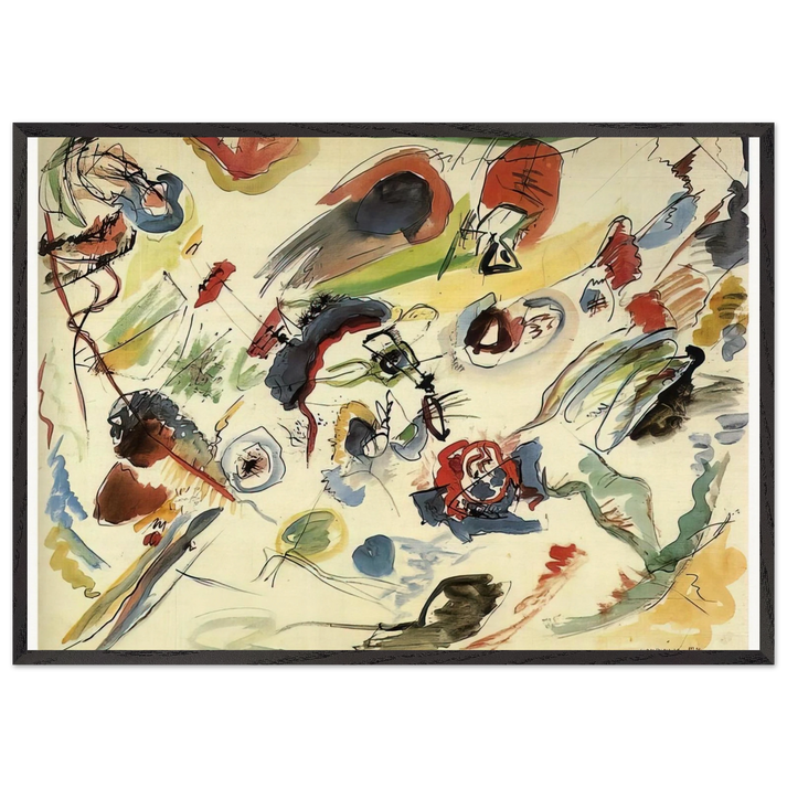 UNTITLED FIRST ABSTRACT WATERCOLOR 1910 - Wassily Kandinsky 70x100 cm / 28x40 inches Framed Art Print – Black Wooden Frame