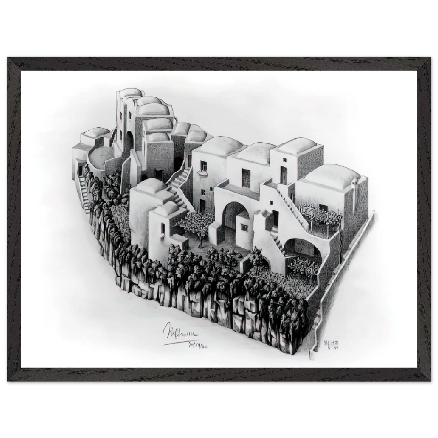 MC Escher - ESCHER (24) Wall Art - 60x80 cm / 24x32 inches - Premium Wooden Framed Poster With Fine Art Paper-canvas - Wood frame