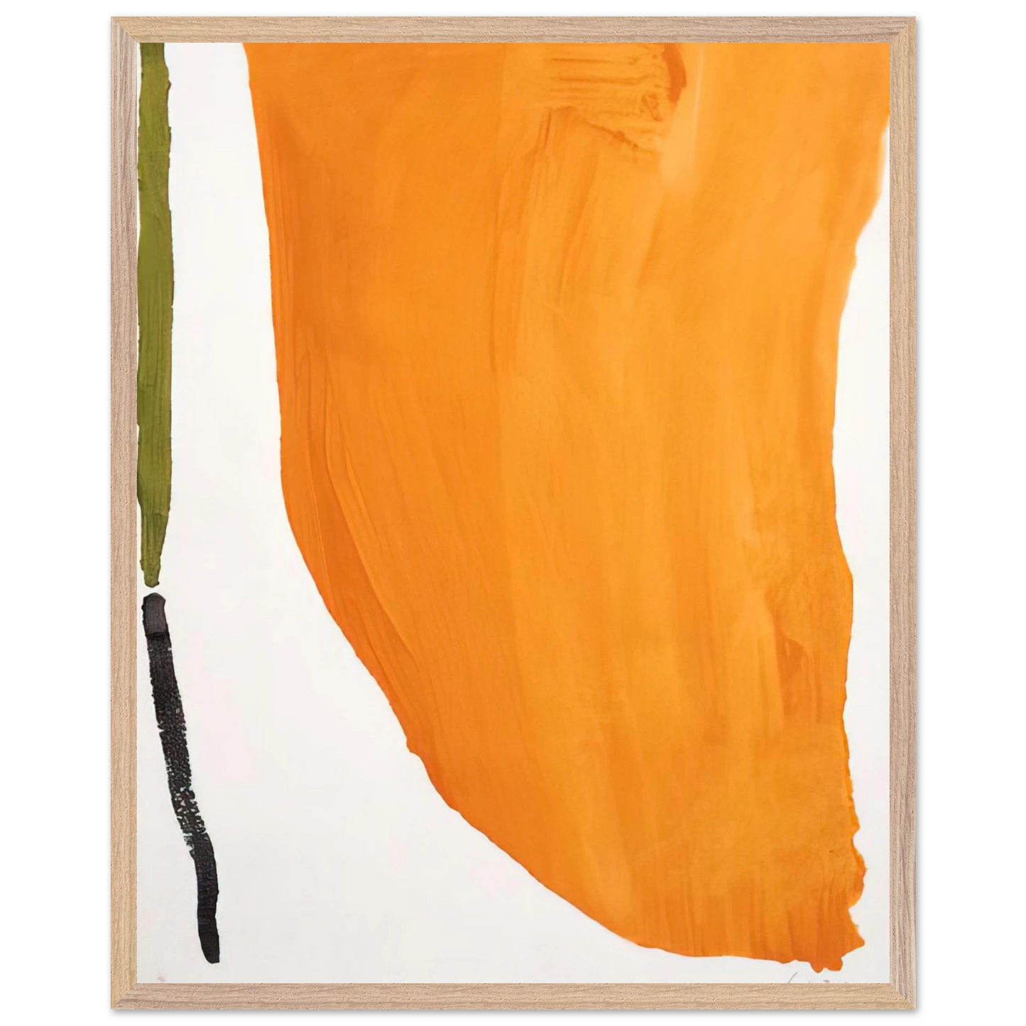 Helen Frankenthaler - Orange Downpour - 1970 Wall art - 28x43 cm / XL (11x17 inches) - Premium Wooden Framed Poster With Fine Art Paper - Wood frame