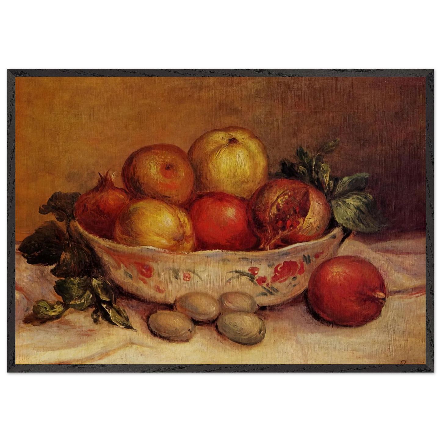 Still Life with Pomegranates - Pierre-Auguste Renoir 70x100 cm / 28x40 inches Framed Art Print – Black Wooden Frame