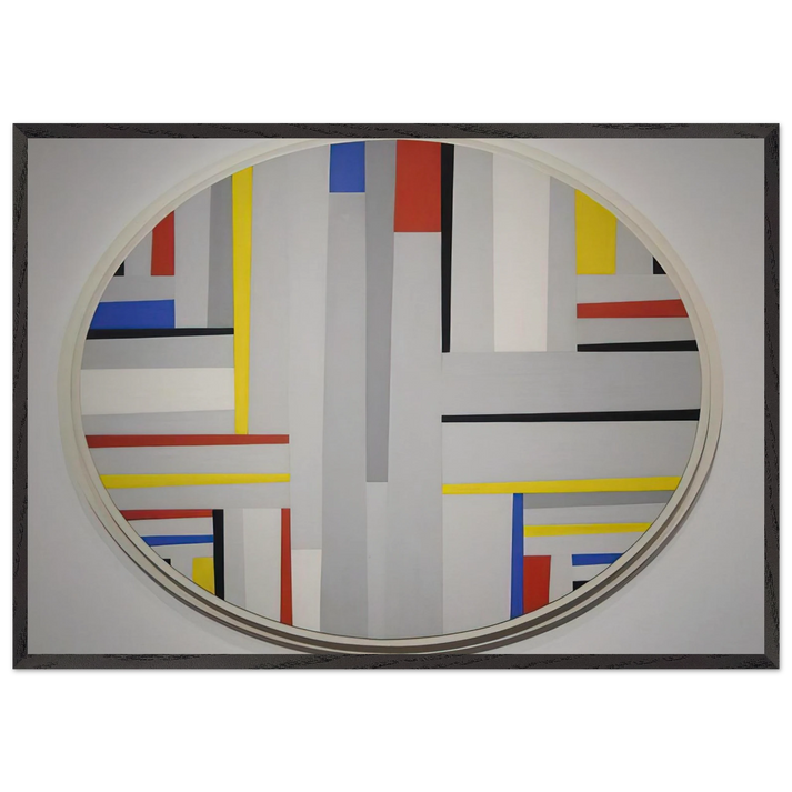 Relational Painting Tondo - Neoplasticism - Fritz Glarner 70x100 cm / 28x40 inches Framed Art Print – Black Wooden Frame