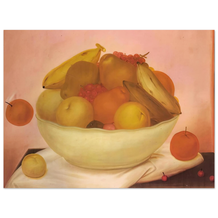 Fernando Botero - STILL LIFE WITH ORANGE FALLING 75x100 cm / 30x40inches Fine Art Poster