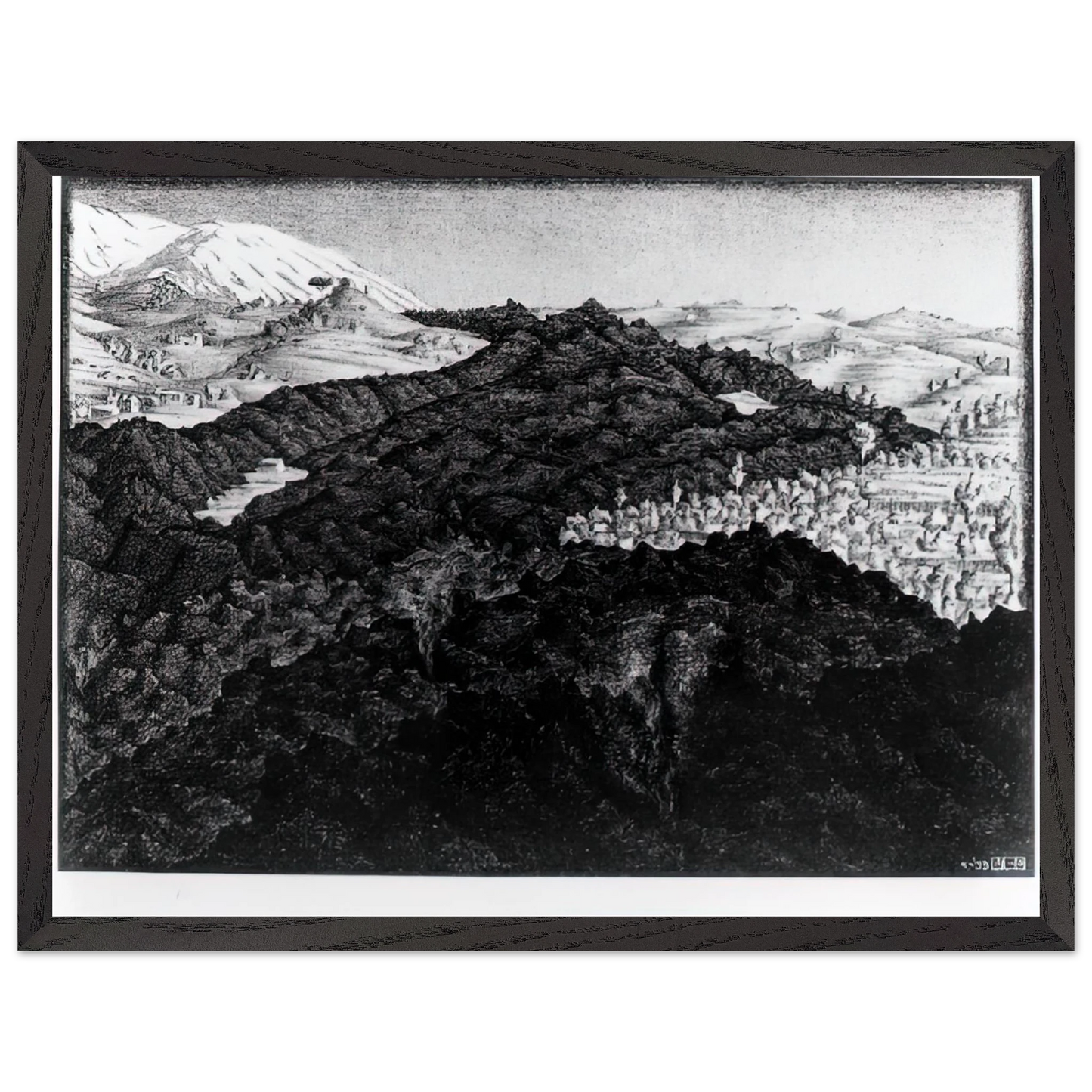 MC Escher - LAVA FLOW FROM ETNA Wall Art - 30x40 cm / 12x16 inches - Fine Art Poster - -