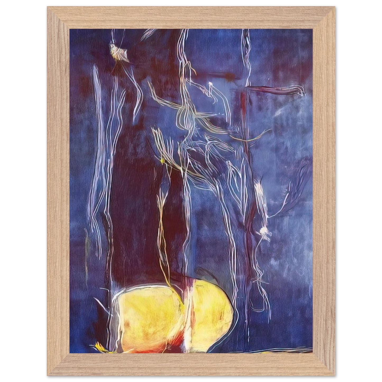 Helen Frankenthaler - All About Blue - 1994 Wall art - 45x60 cm / 18x24 inches - Premium Wooden Framed Poster With Fine Art Paper - Wood frame