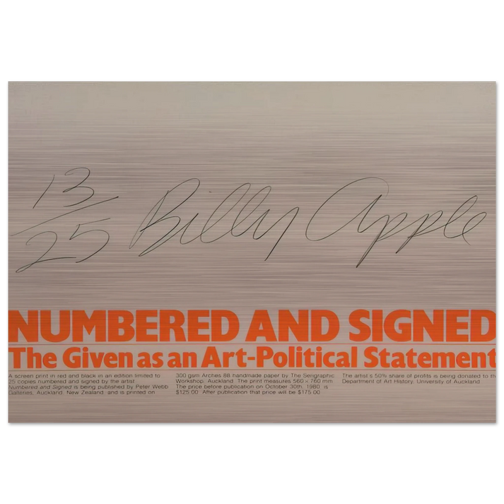 Numbered and Signed - 1980 - Billy Apple Brushed Aluminum Print - 70x100 cm / 28x40 inches | Billy Apple Aluminum Print | Billy Apple Prints
