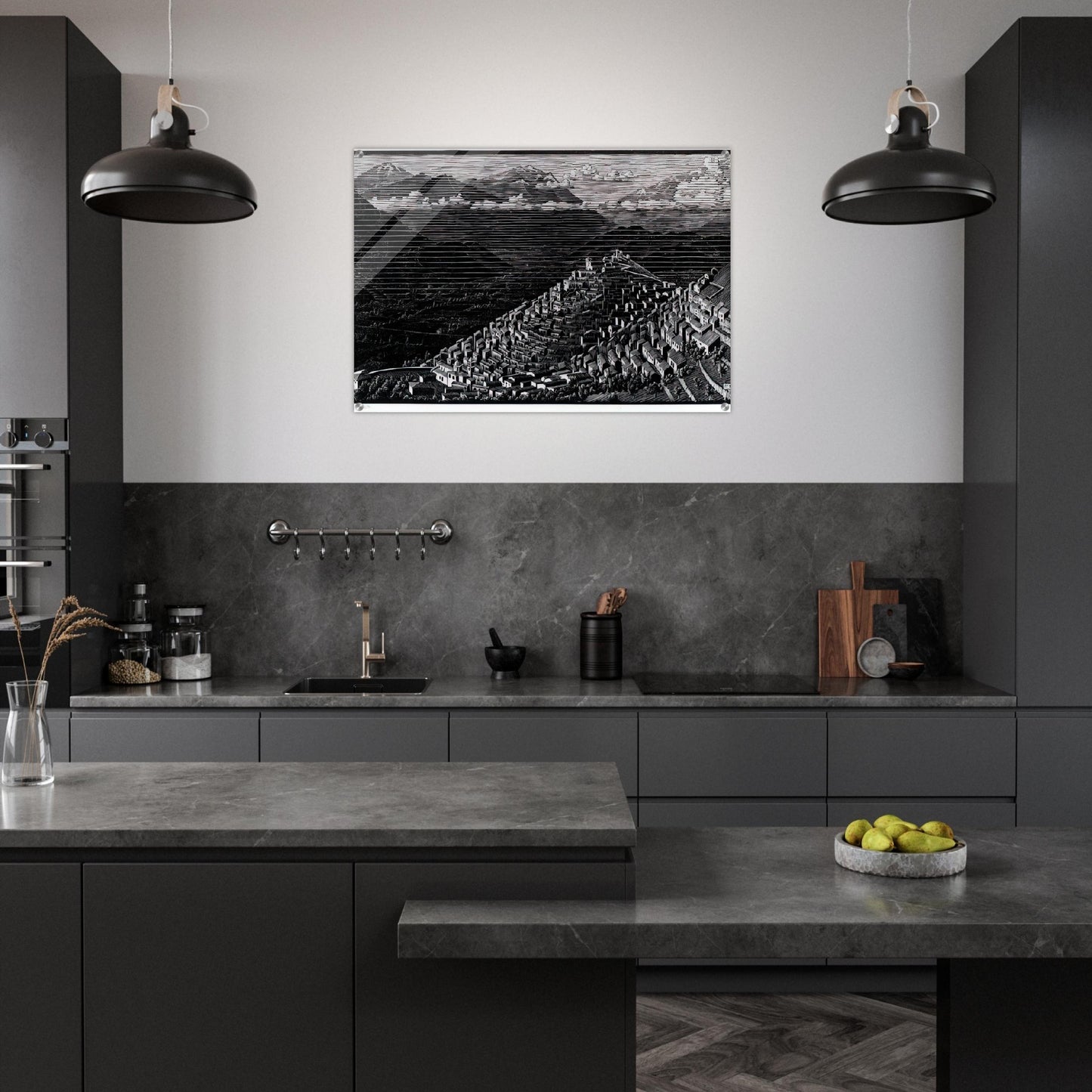 MORANO CALABRIA - MC Escher Acrylic Print - 70x100 cm / 28x40″ inches | Maurits Cornelis Escher Prints