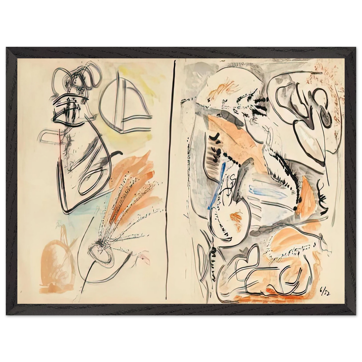 Helen Frankenthaler - Window Shade No. 2, 1952- Wall Art - 60x80 cm / 24x32 inches - Premium Wooden Framed Poster With Fine Art Paper-canvas - Wood frame