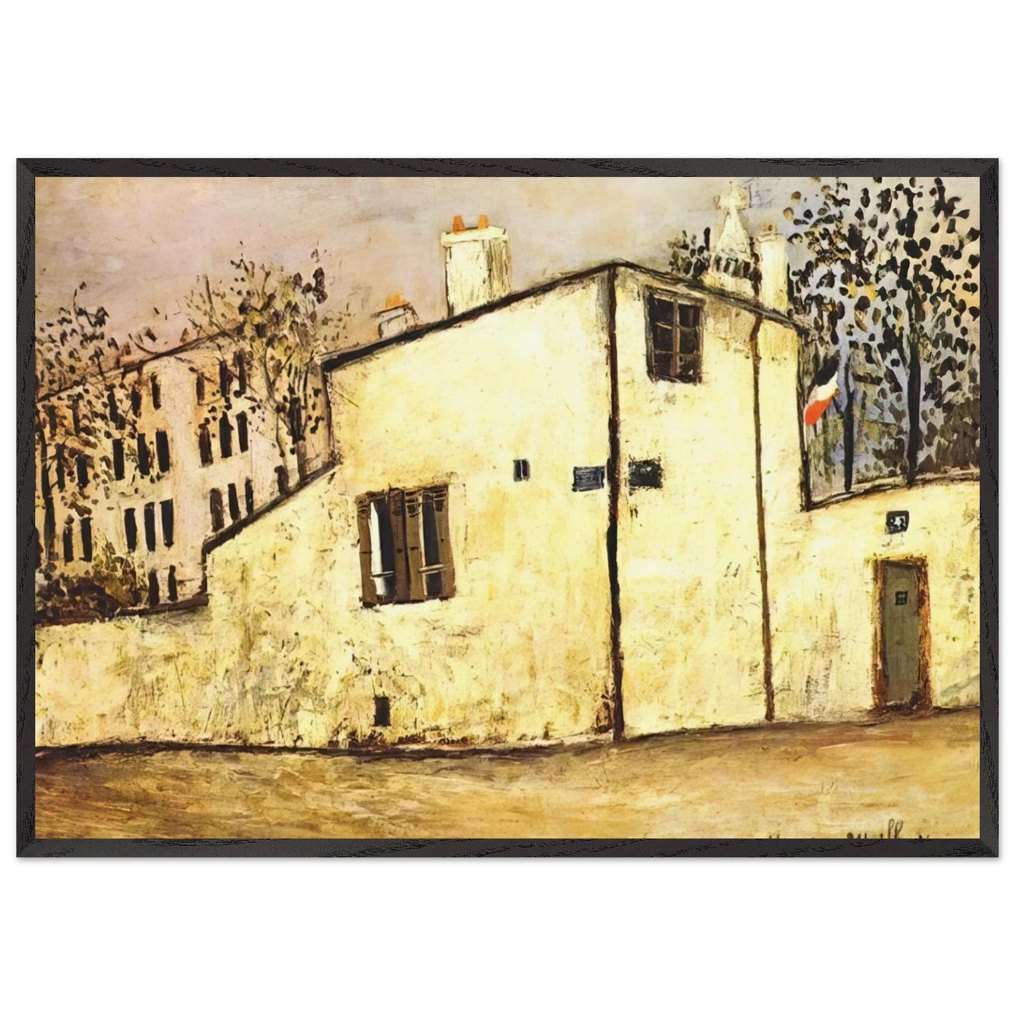 HECTOR BERLIOZ S HOUSE - Maurice Utrillo 70x100 cm / 28x40 inches Framed Art Print – Black Wooden Frame
