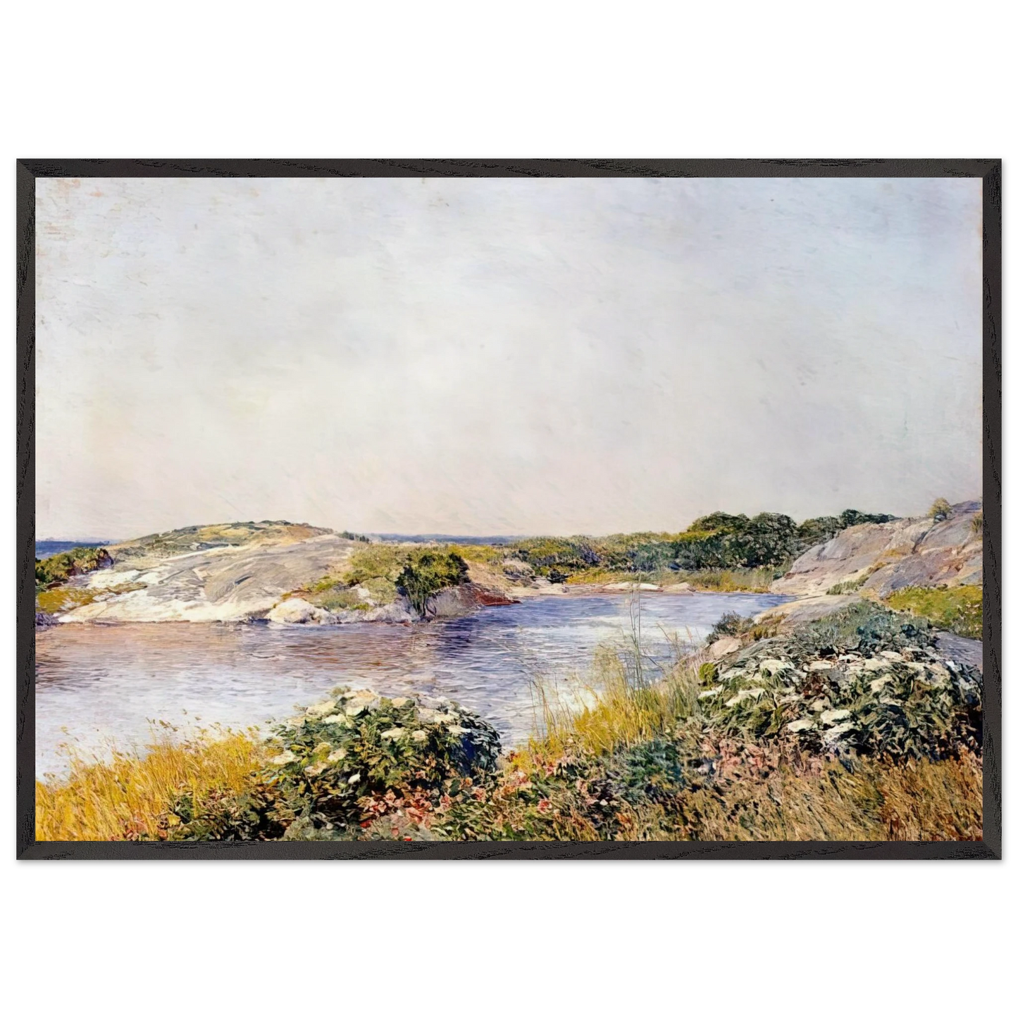 The Little Pond Appledore - Childe Hassam 70x100 cm / 28x40 inches Framed Art Print – Black Wooden Frame