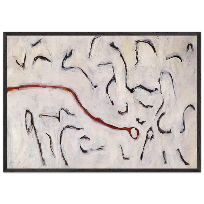 Red Line - 1952 - Gene Davis 70x100 cm / 28x40 inches Framed Art Print – Black Wooden Frame