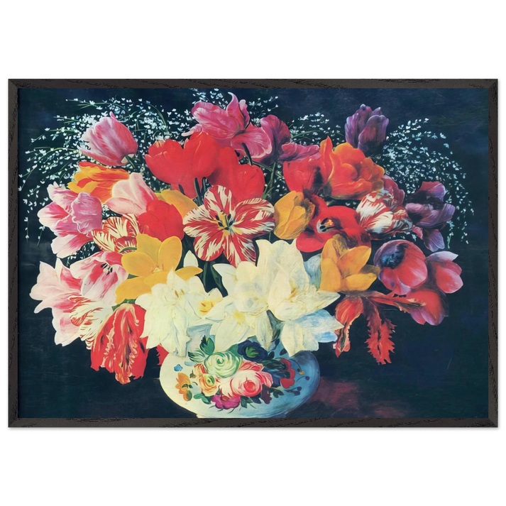 GRAND BOUQUET OF TULIPS 1952 - Moise Kisling 70x100 cm / 28x40 inches Framed Art Print – Black Wooden Frame