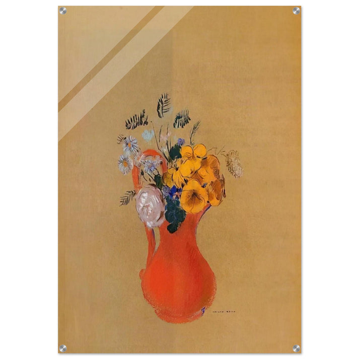 FLOWERS IN A RED PITCHER - Odilon Redon Acrylic Print - 70x100 cm / 28x40″ inches