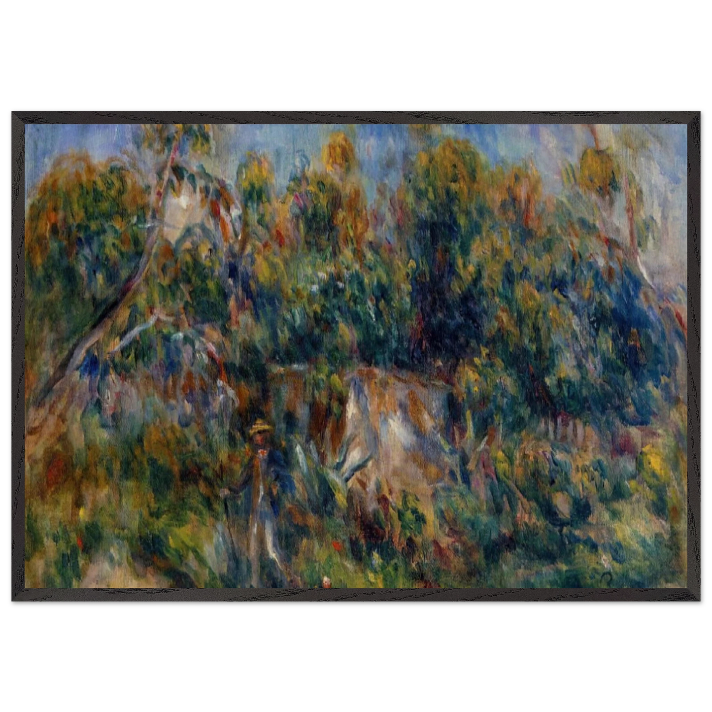 The Painter Taking a Stroll at Cagnes - Pierre-Auguste Renoir 70x100 cm / 28x40 inches Framed Art Print – Black Wooden Frame
