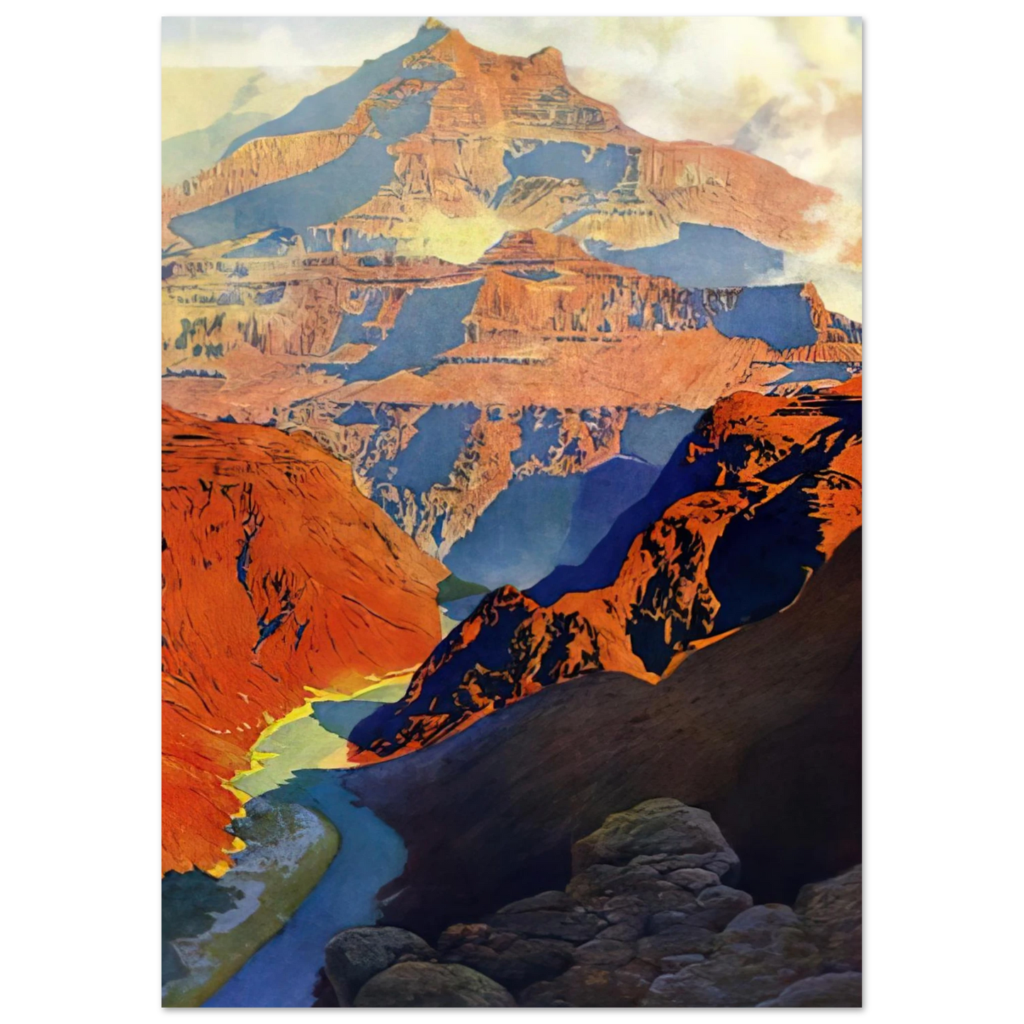 Maxfield Parrish - Grand Canyon Wall Art - 30x40 cm / 12x16 inches - Premium Wooden Framed Poster With Fine Art Paper-canvas - Black frame