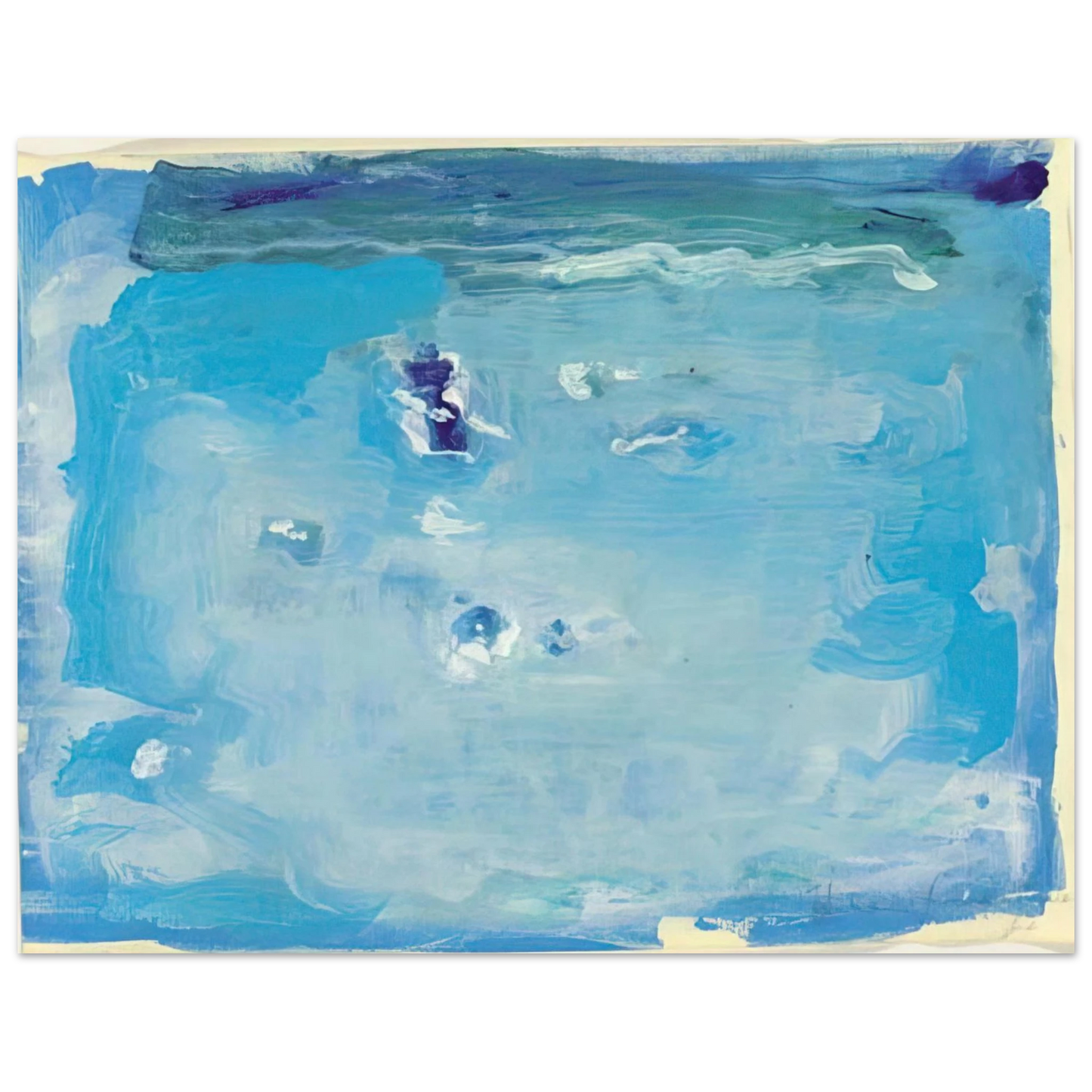 Helen Frankenthaler - Untitled - Color Field Painting, Lyrical Abstraction Wall art - 28x43 cm / XL (11x17 inches) - Premium Wooden Framed Poster With Fine Art Paper - Wood frame