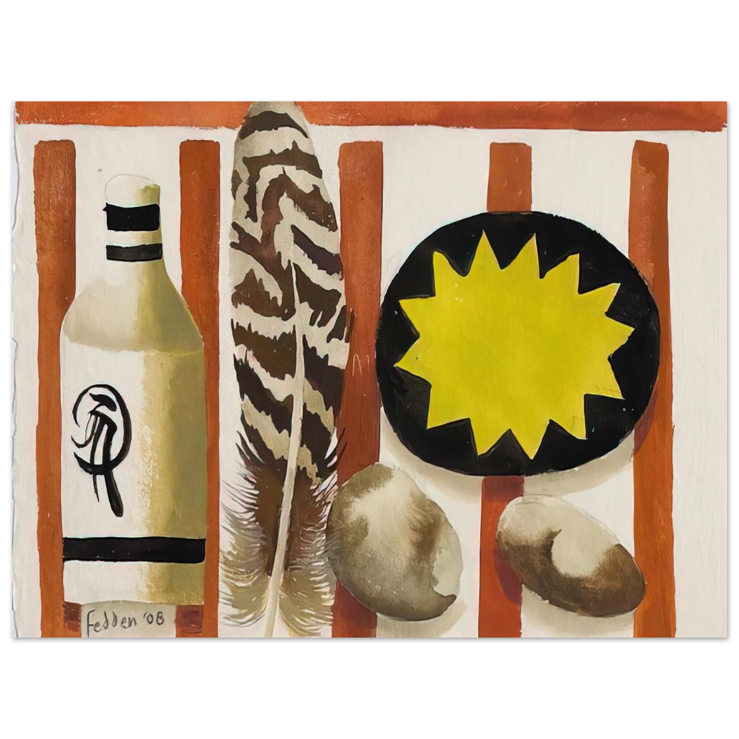 Mary Fedden - Feather and two stones - 2008 Fine Art Poster - Default Title