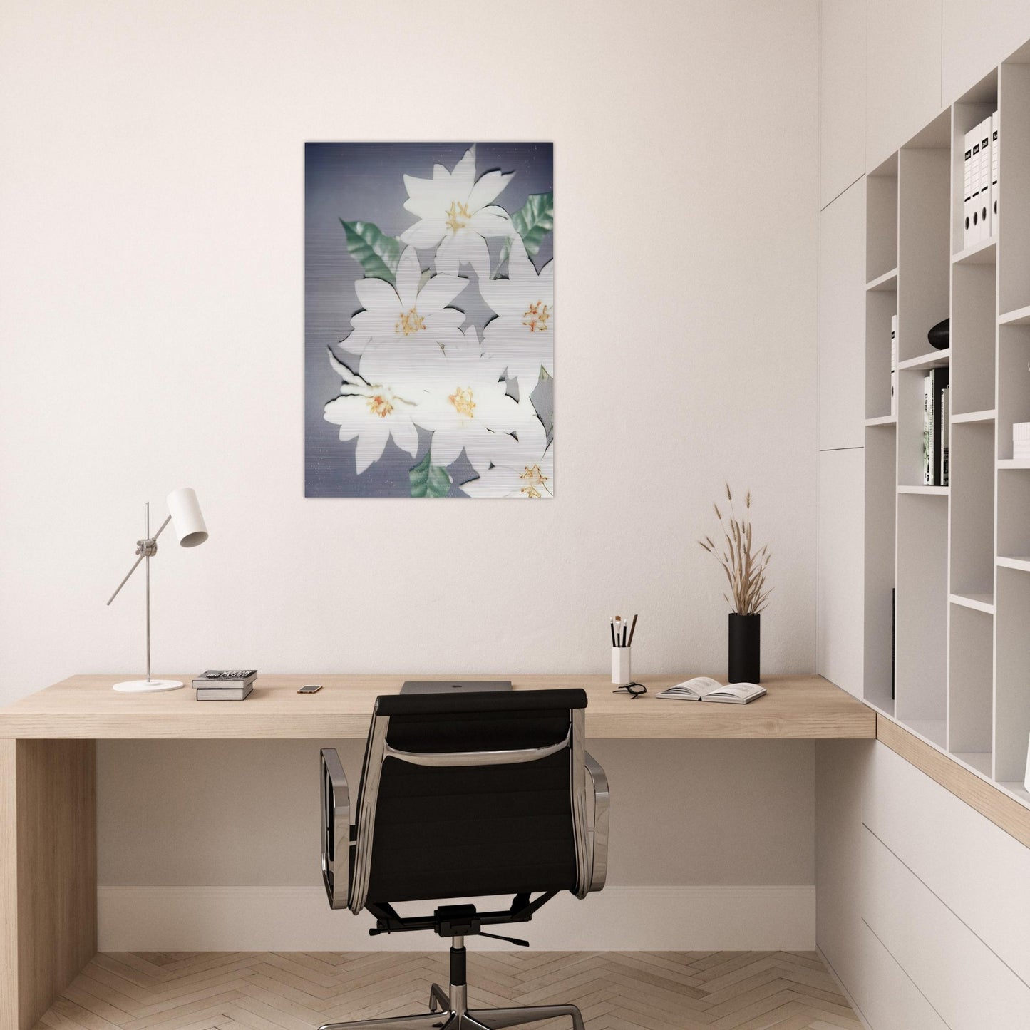 Christmas Poinsettias-White - Andy Warhol Brushed Aluminum Print - 70x100 cm / 28x40 inches | Andy Warhol Aluminum Print | Andy Warhol Prints