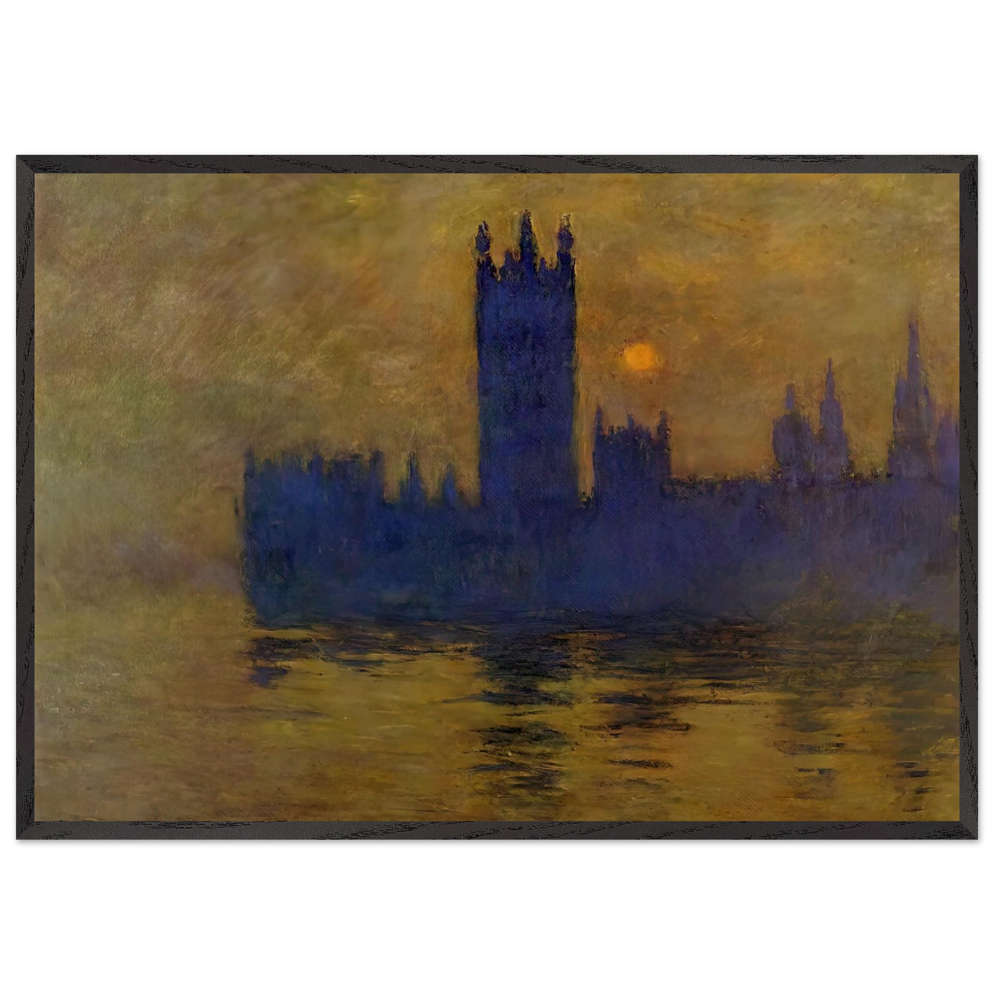 Houses of Parliament Sunset 02 - claude monet Framed Art Print – Black Wooden Frame - Default Title - -Framed Art Print