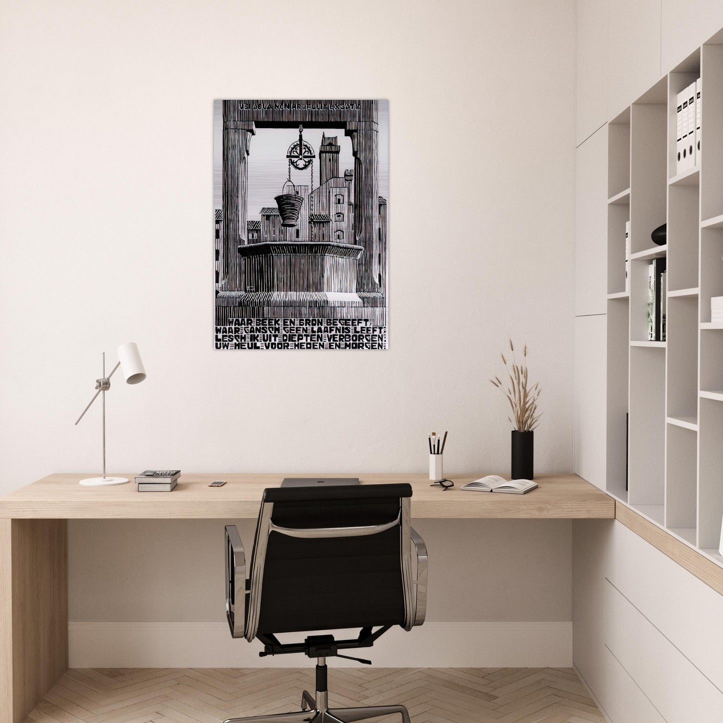 EMBLEMATA WELL - MC Escher Brushed Aluminum Print - 70x100 cm / 28x40 inches | MC Escher Aluminum Print | MC Escher Prints